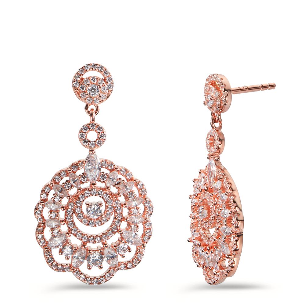 Drop Earrings Silver Zirconia Rose Gold plated Ø18.5 mm