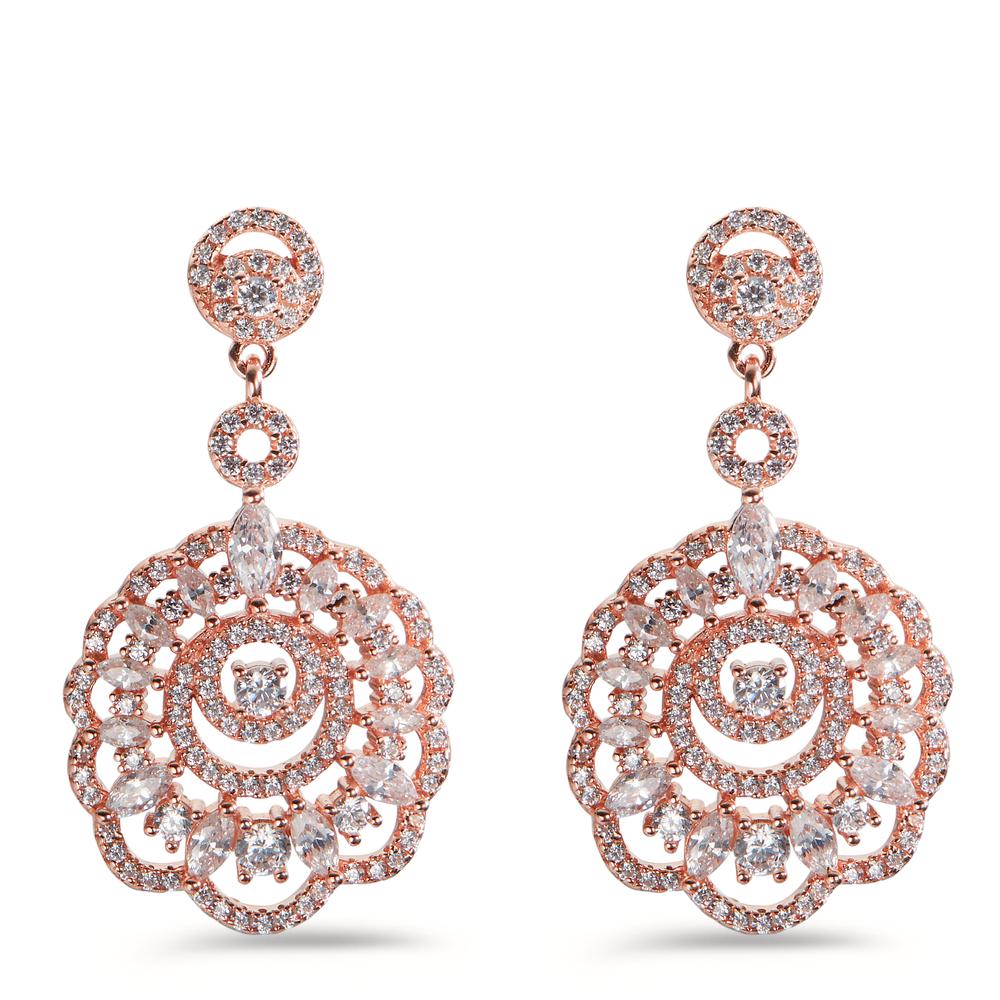 Drop Earrings Silver Zirconia Rose Gold plated Ø18.5 mm