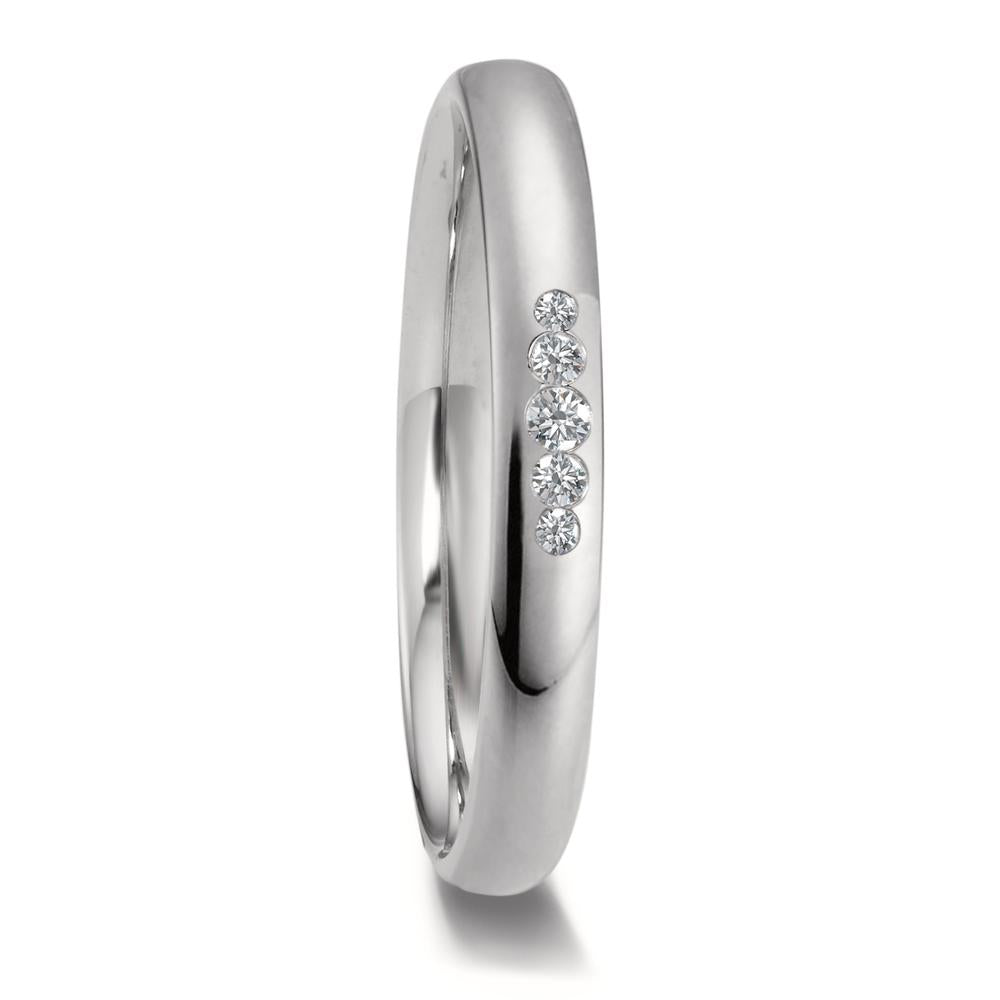 Wedding Ring Platinum 950 Diamond 0.05 ct, 5 Stones, w-si