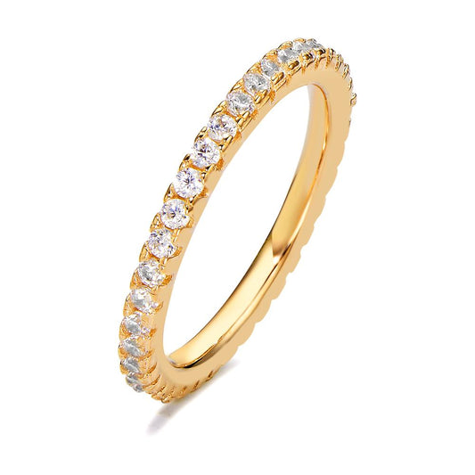 Memory ring Silver Zirconia Yellow Gold plated