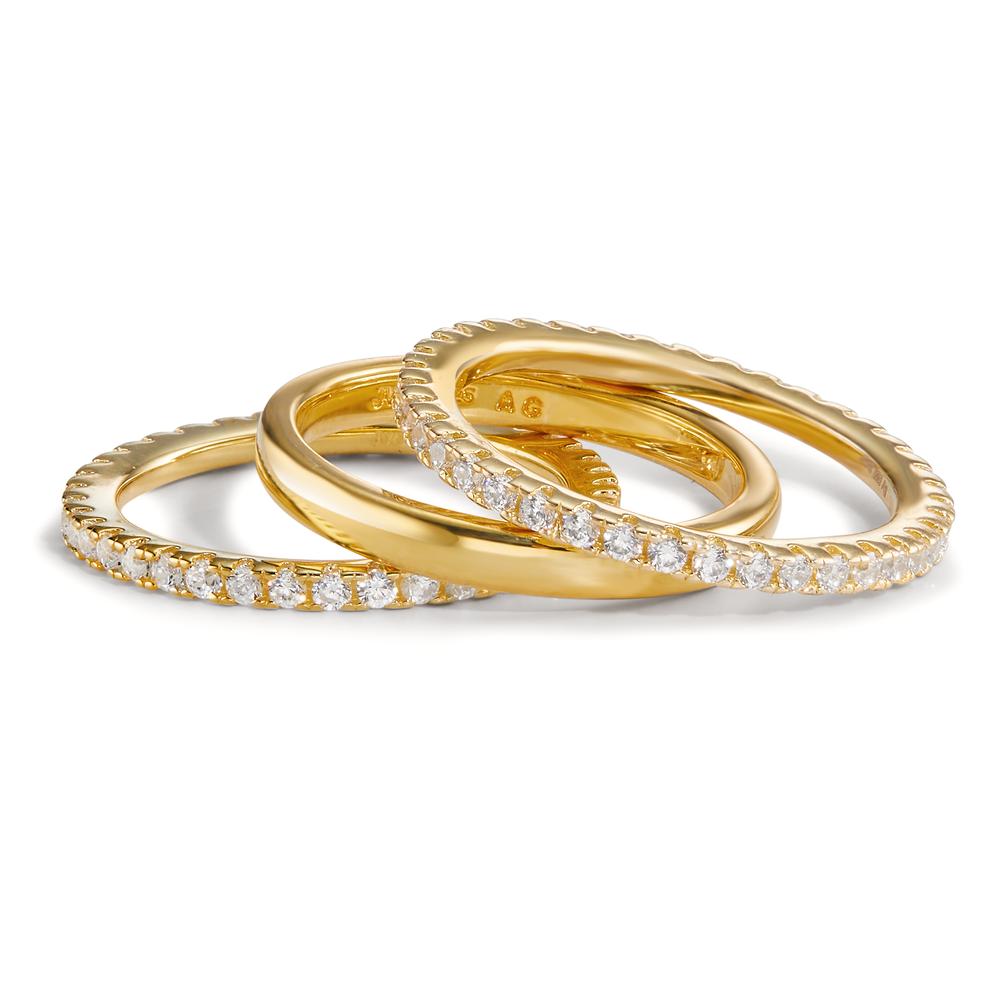 Memory ring Silver Zirconia Yellow Gold plated