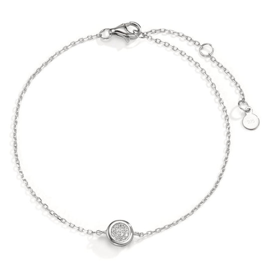 Bracelet Silver Zirconia Rhodium plated 17-20 cm Ø6.5 mm