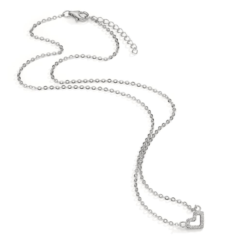 Necklace Silver Zirconia Rhodium plated Heart 42-45 cm