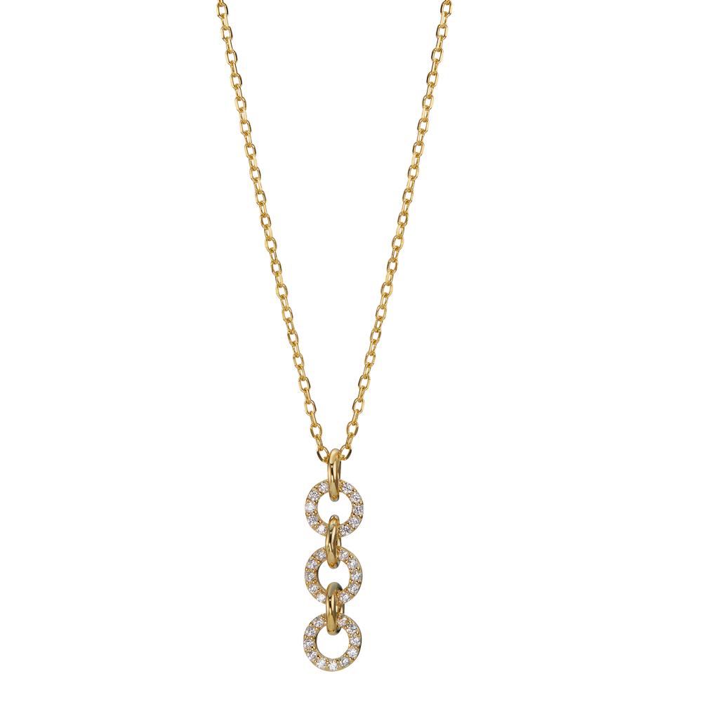 Necklace Silver Zirconia Yellow Gold plated 42-45 cm