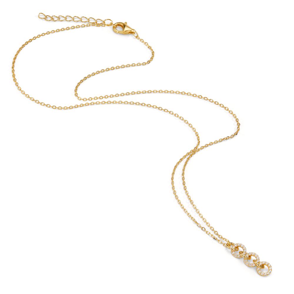 Necklace Silver Zirconia Yellow Gold plated 42-45 cm