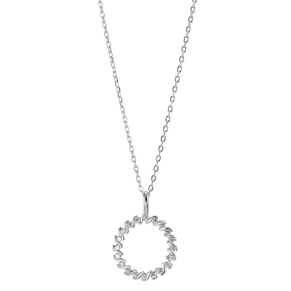 Necklace Silver Zirconia Rhodium plated 42-45 cm Ø14 mm