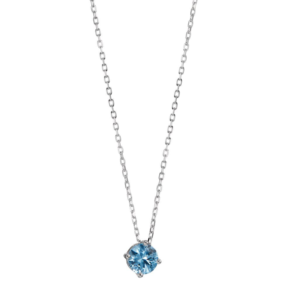 Necklace Silver Zirconia Light Blue Rhodium plated 42-45 cm Ø6 mm