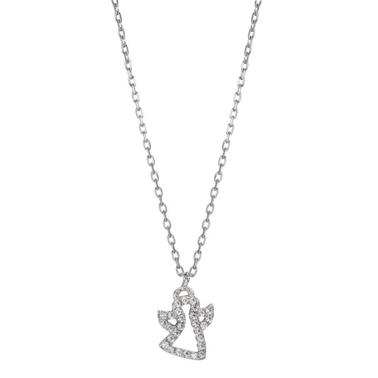 Necklace Silver Zirconia Rhodium plated Angel 42-45 cm