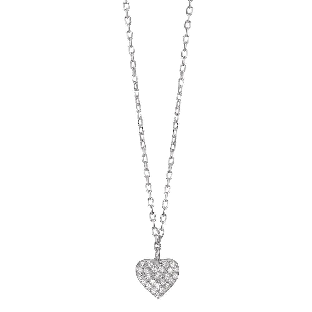 Necklace Silver Zirconia Rhodium plated Heart 42-45 cm Ø7 mm