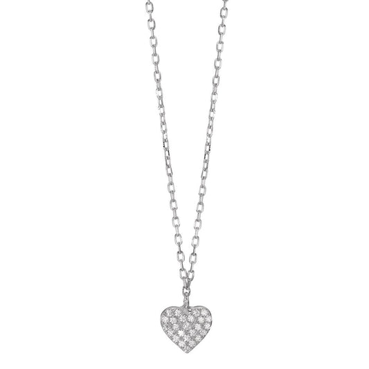 Necklace Silver Zirconia Rhodium plated Heart 42-45 cm Ø7 mm