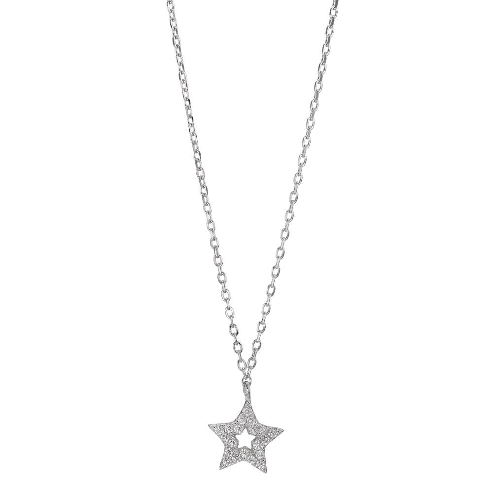 Necklace Silver Zirconia Rhodium plated Star 42-45 cm