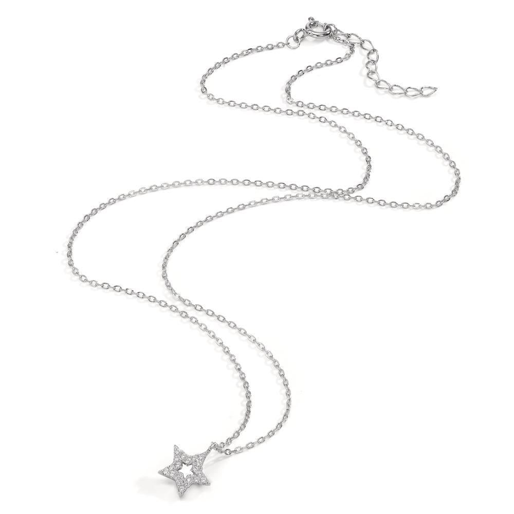 Necklace Silver Zirconia Rhodium plated Star 42-45 cm