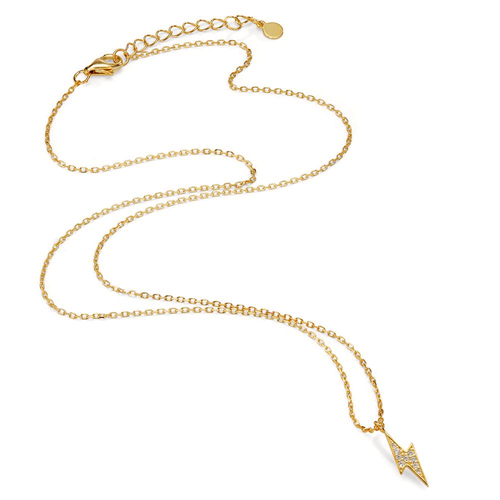 Necklace Silver Zirconia Yellow Gold plated 42-45 cm