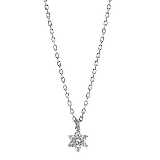 Necklace Silver Zirconia Rhodium plated Flower 42-45 cm