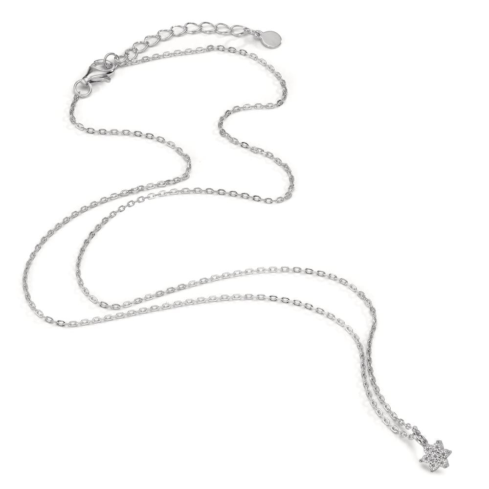 Necklace Silver Zirconia Rhodium plated Flower 42-45 cm