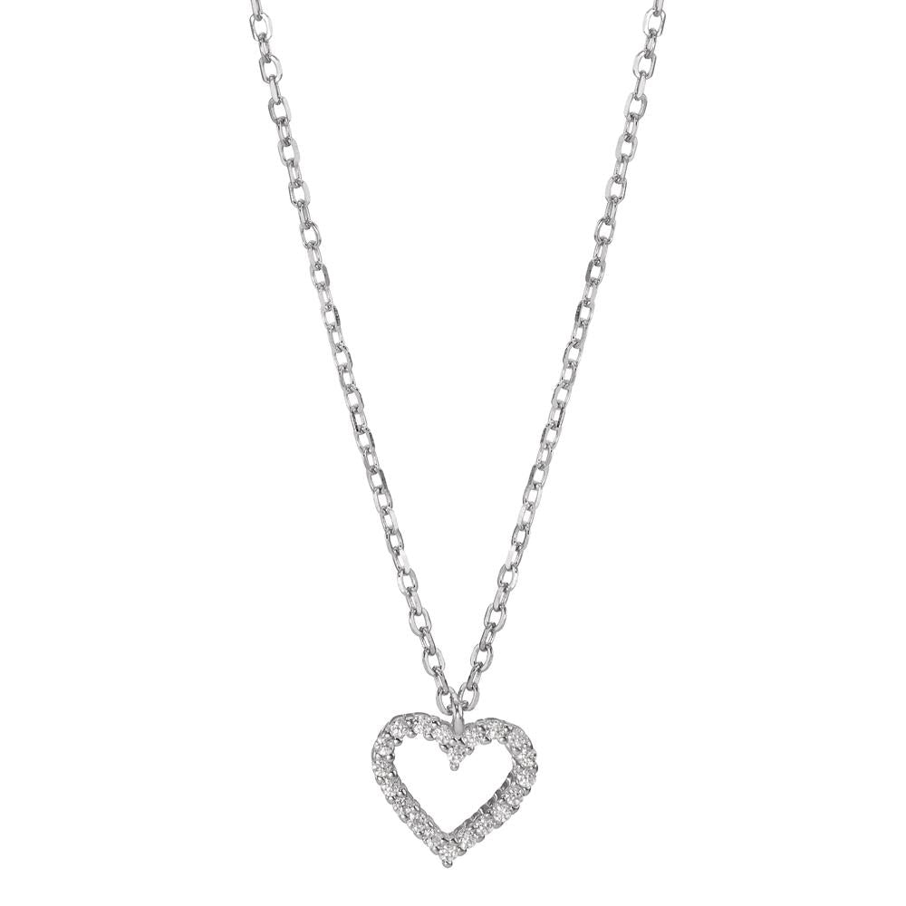 Necklace Silver Zirconia Rhodium plated Heart 42-45 cm