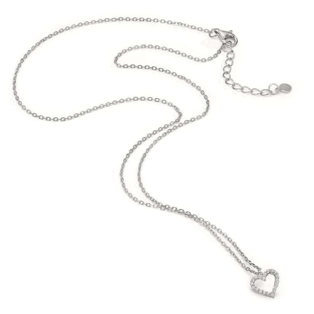 Necklace Silver Zirconia Rhodium plated Heart 42-45 cm