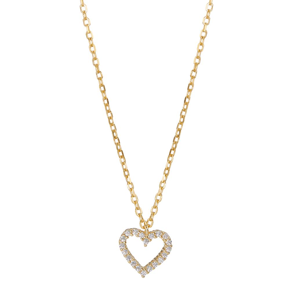 Necklace Silver Zirconia Yellow Gold plated Heart 42-45 cm