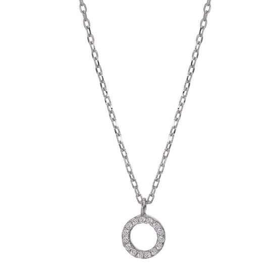 Necklace Silver Zirconia Rhodium plated 42-45 cm Ø6.5 mm