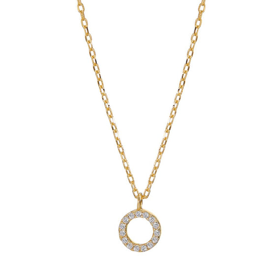 Necklace Silver Zirconia Yellow Gold plated 42-45 cm Ø6.5 mm