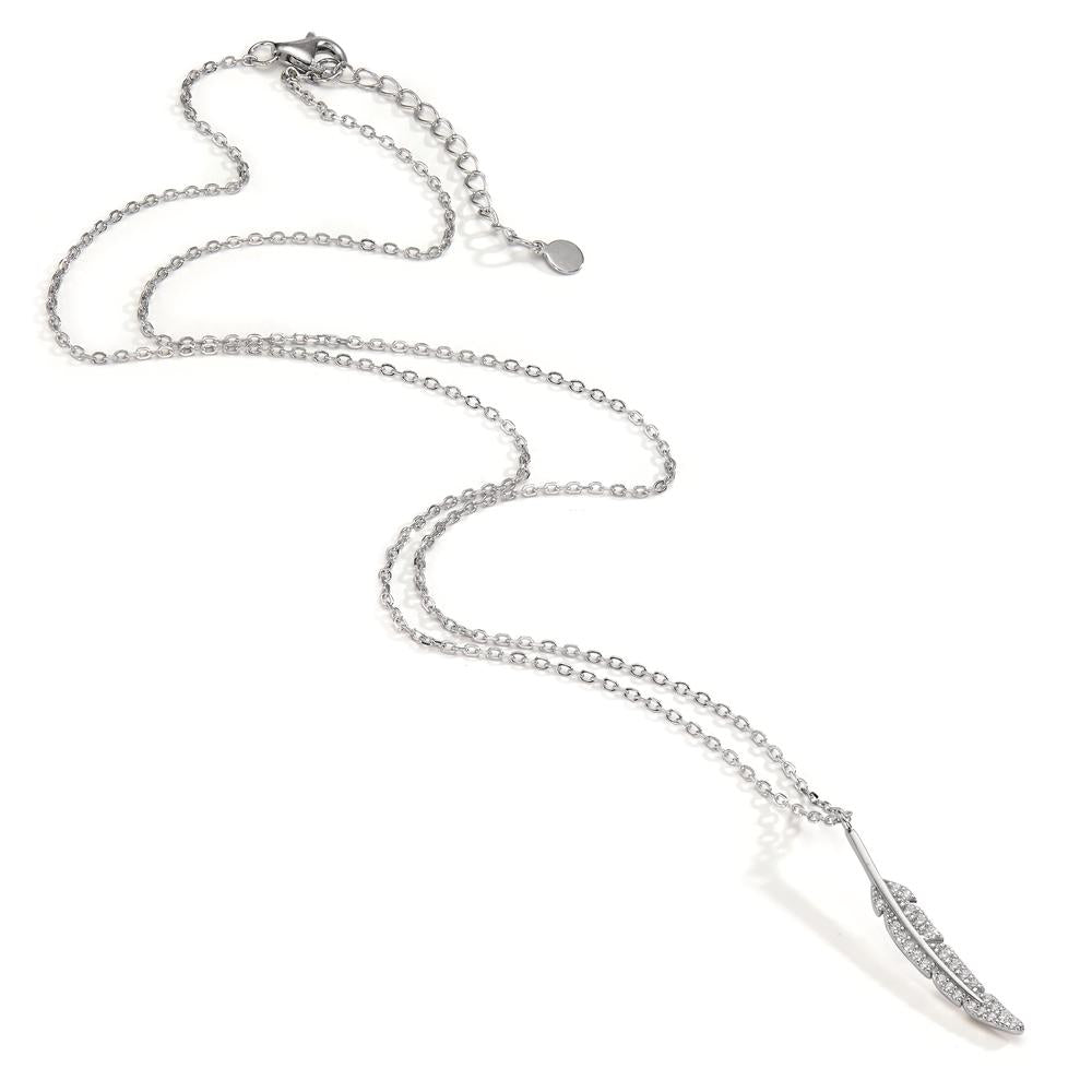 Necklace Silver Zirconia Rhodium plated Feather 42-45 cm