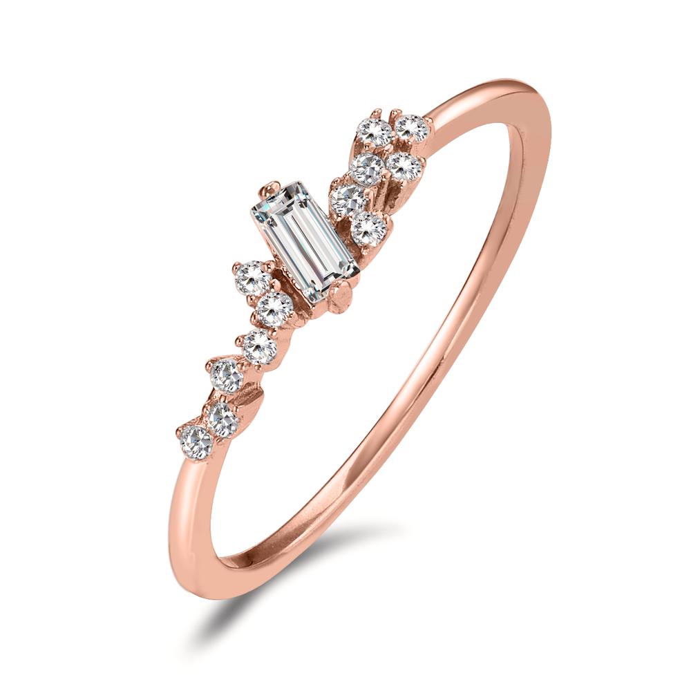 Ring Silver Zirconia 13 Stones Rose Gold plated