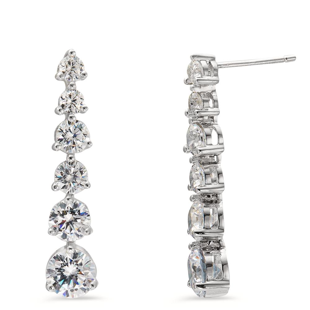 Drop Earrings Silver Zirconia 12 Stones Rhodium plated