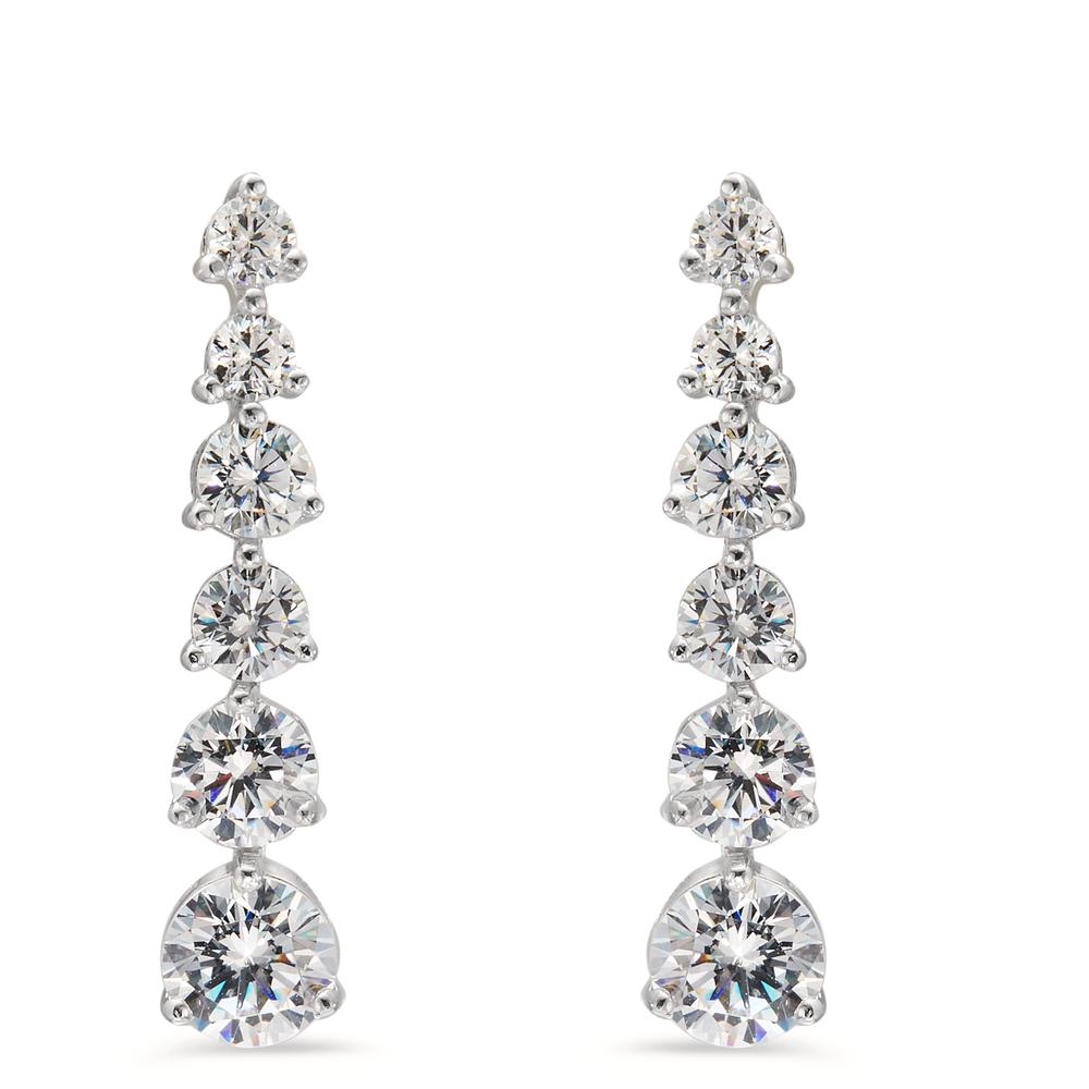 Drop Earrings Silver Zirconia 12 Stones Rhodium plated