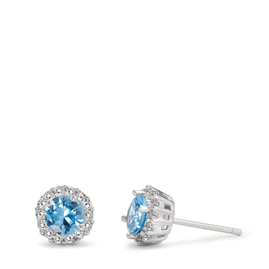 Stud earrings Silver Zirconia Rhodium plated Ø7 mm