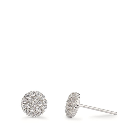 Stud earrings Silver Zirconia Rhodium plated Ø7 mm