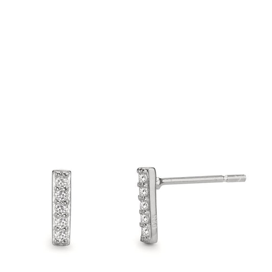 Stud earrings Silver Zirconia 10 Stones Rhodium plated