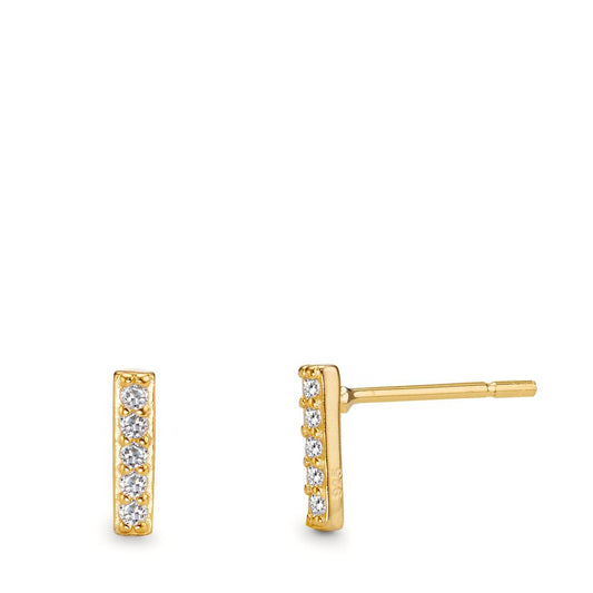 Stud earrings Silver Zirconia 10 Stones Yellow Gold plated