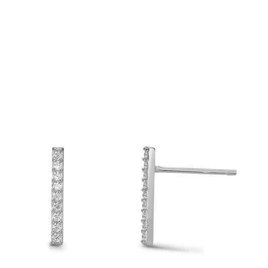 Stud earrings Silver Zirconia 18 Stones Rhodium plated