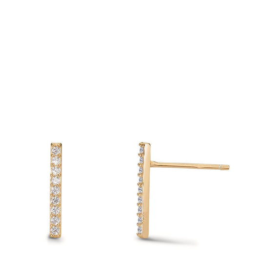 Stud earrings Silver Zirconia 18 Stones Yellow Gold plated