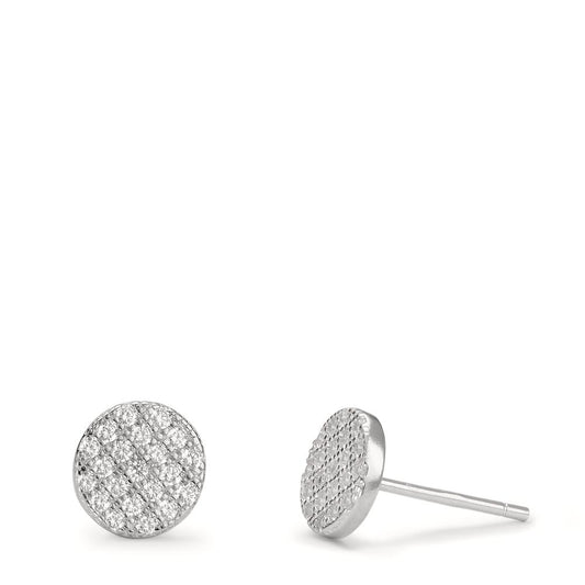 Stud earrings Silver Zirconia Rhodium plated Ø7 mm