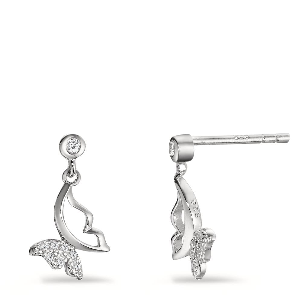 Drop Earrings Silver Zirconia 16 Stones Rhodium plated Butterfly