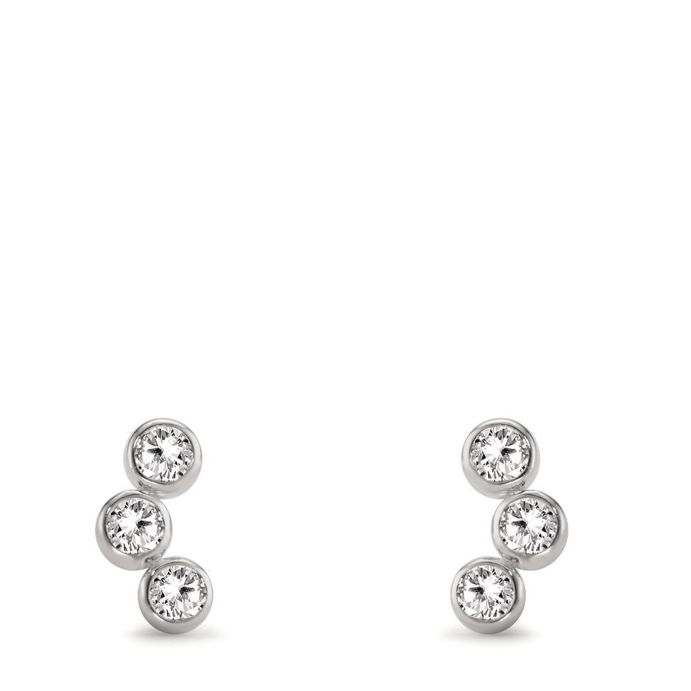 Stud earrings Silver Zirconia 6 Stones Rhodium plated