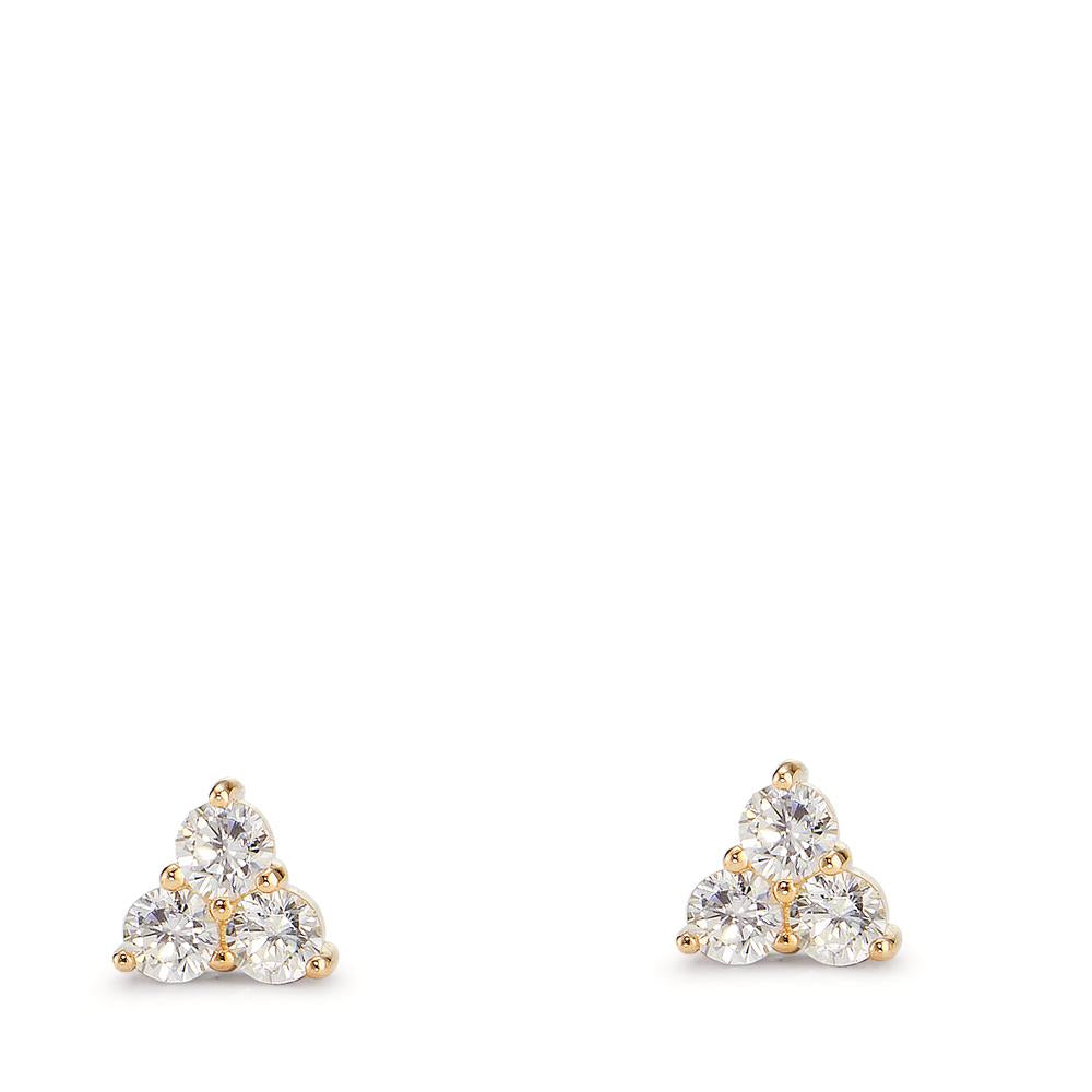 Stud earrings Silver Zirconia 6 Stones Yellow Gold plated Ø5 mm