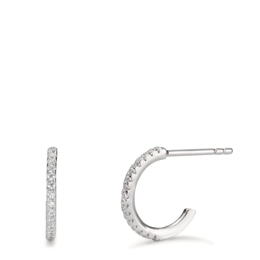 Hoop earrings Silver Zirconia 30 Stones Rhodium plated