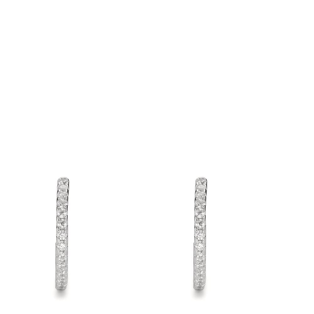 Hoop earrings Silver Zirconia 30 Stones Rhodium plated