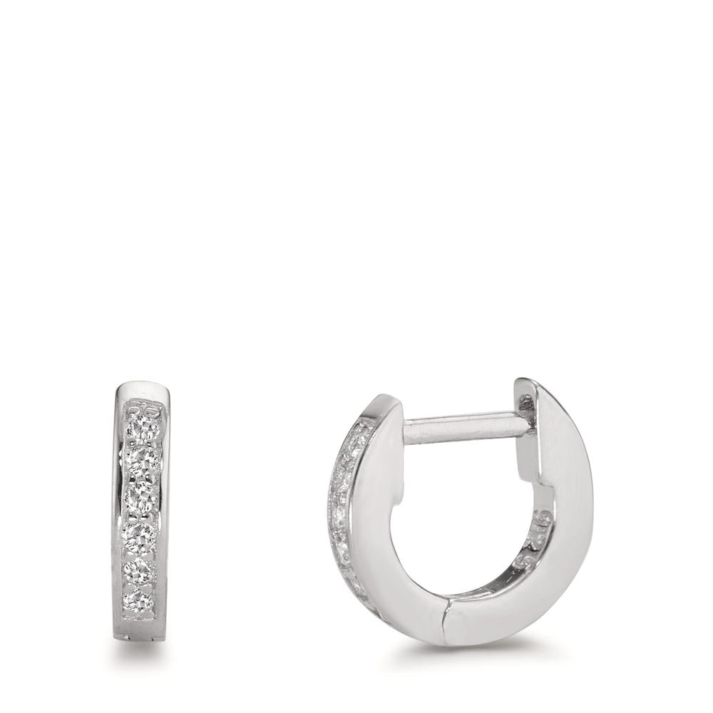 Hinged hoop Silver Zirconia 12 Stones Rhodium plated