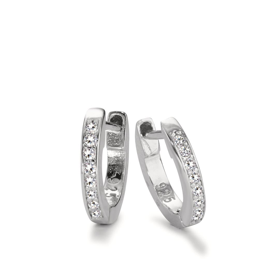 Hinged hoop Silver Zirconia 16 Stones Rhodium plated