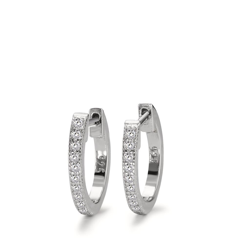 Hinged hoop Silver Zirconia 22 Stones Rhodium plated