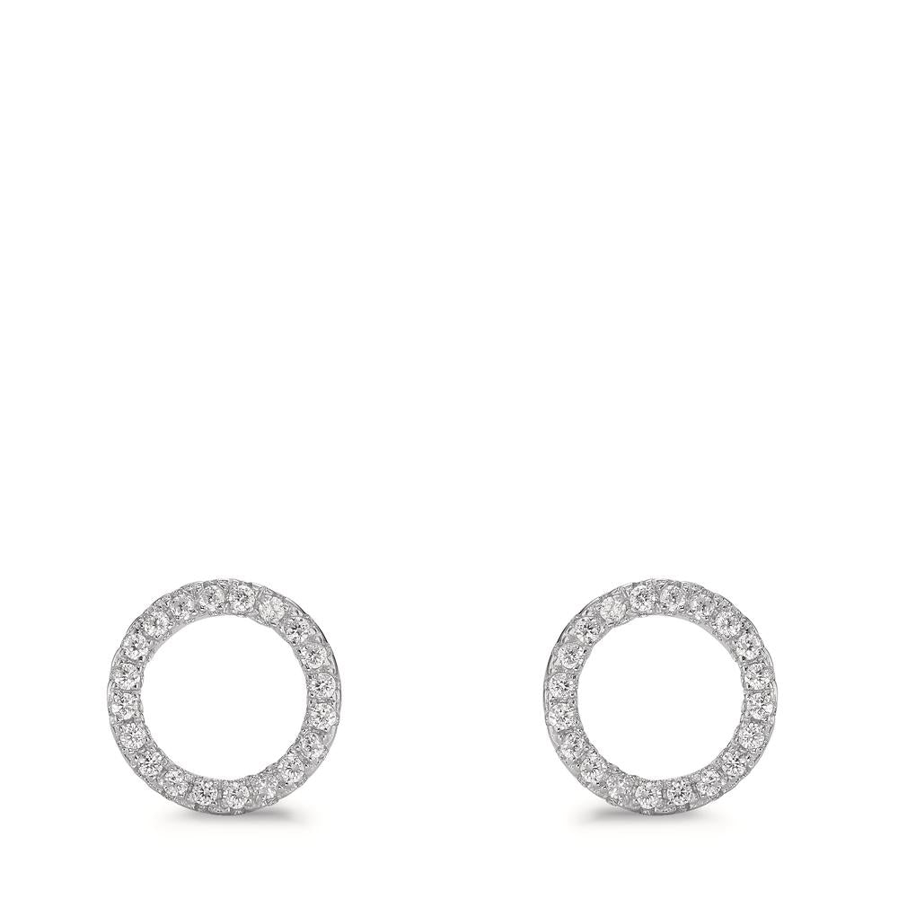 Stud earrings Silver Zirconia Rhodium plated Ø9 mm