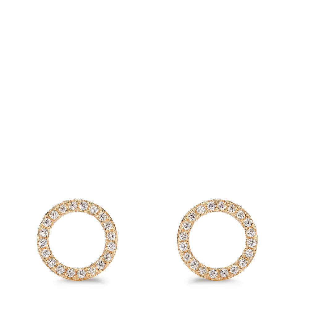 Stud earrings Silver Zirconia Yellow Gold plated Ø9 mm