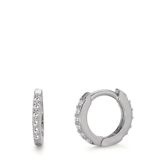 Hinged hoop Silver Zirconia 24 Stones Rhodium plated