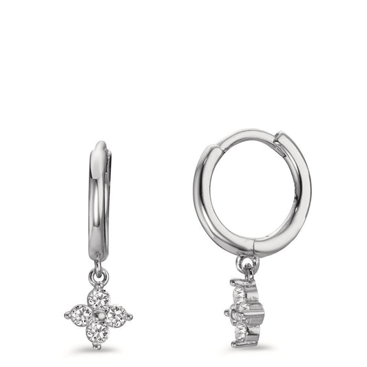 Hinged hoop Silver Zirconia 8 Stones Rhodium plated