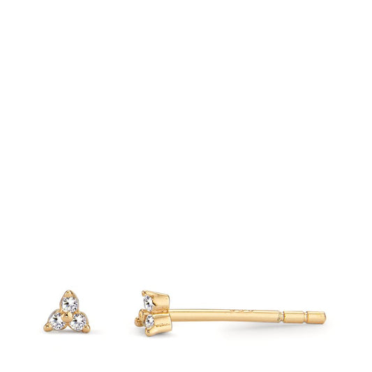 Stud earrings Silver Zirconia 6 Stones Yellow Gold plated Ø3 mm