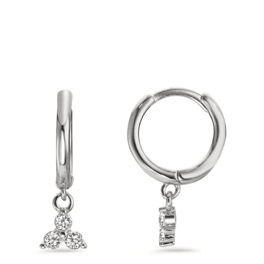 Hinged hoop Silver Zirconia 6 Stones Rhodium plated