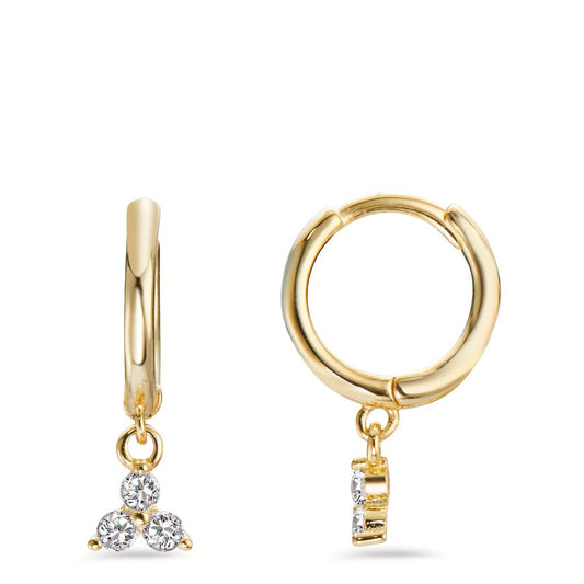 Hinged hoop Silver Zirconia 6 Stones Yellow Gold plated